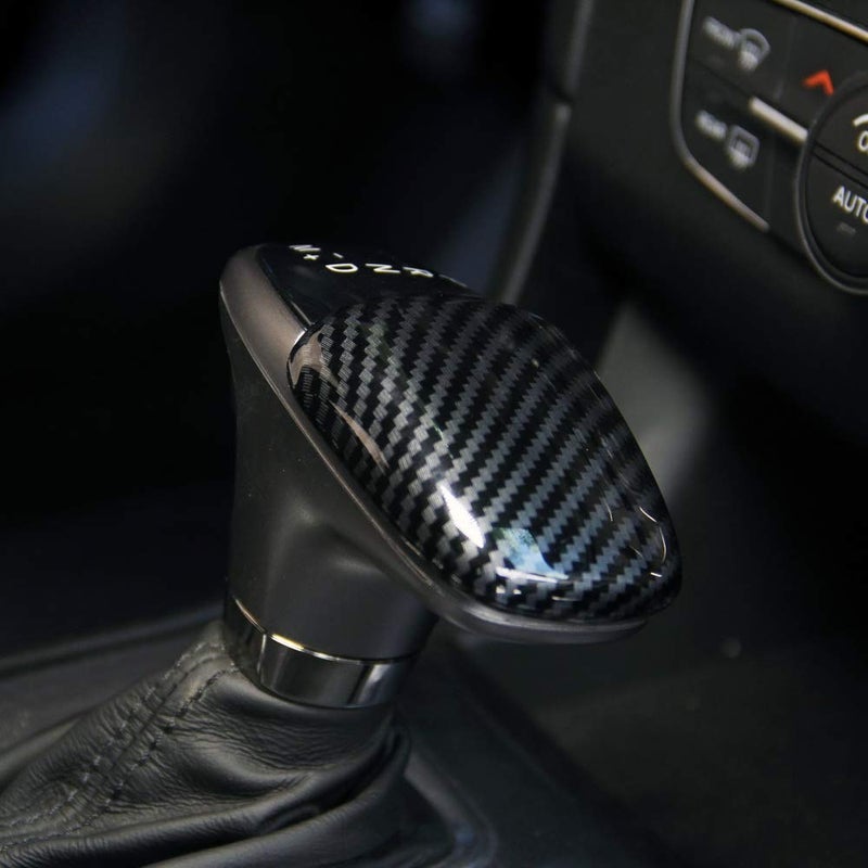 crosselec Carbon Fiber Gear Shift Knob Cover Sticker Head Trim for Dodge Charger 2015+ (Black) - Image 3